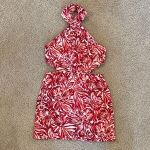 Banana Republic Red and White Floral Halter Dress